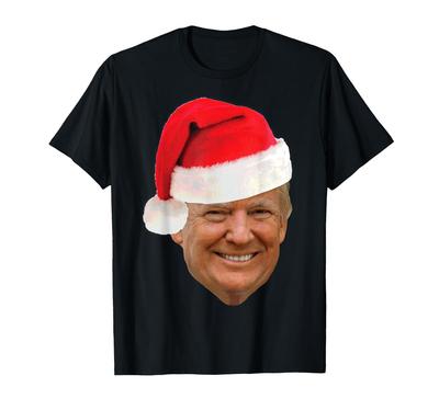 President Trump Wearing a Santa Hat Christmas Holiday T-shirt