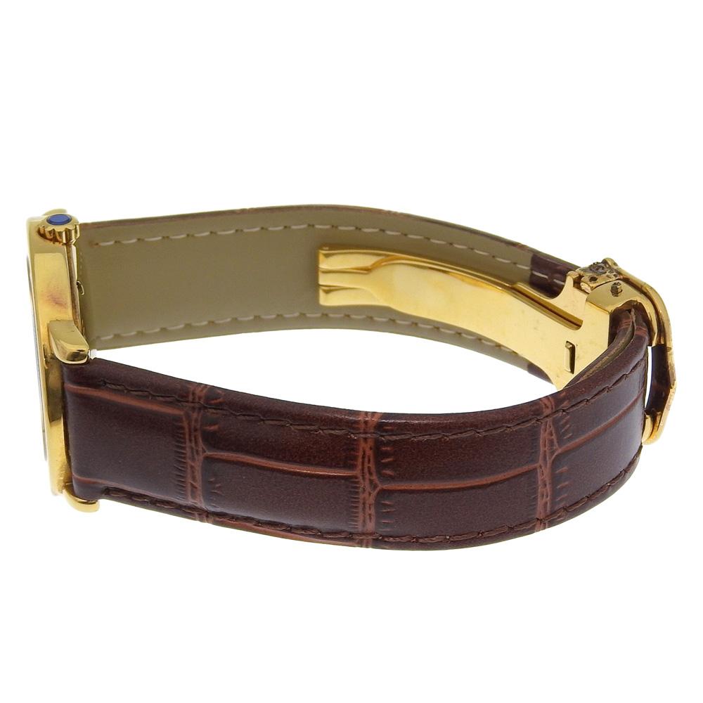 CARTIER Must Rondo Watches W1006822 IvoryDial Plated Gold/leather Quartz Analog display unisex Used