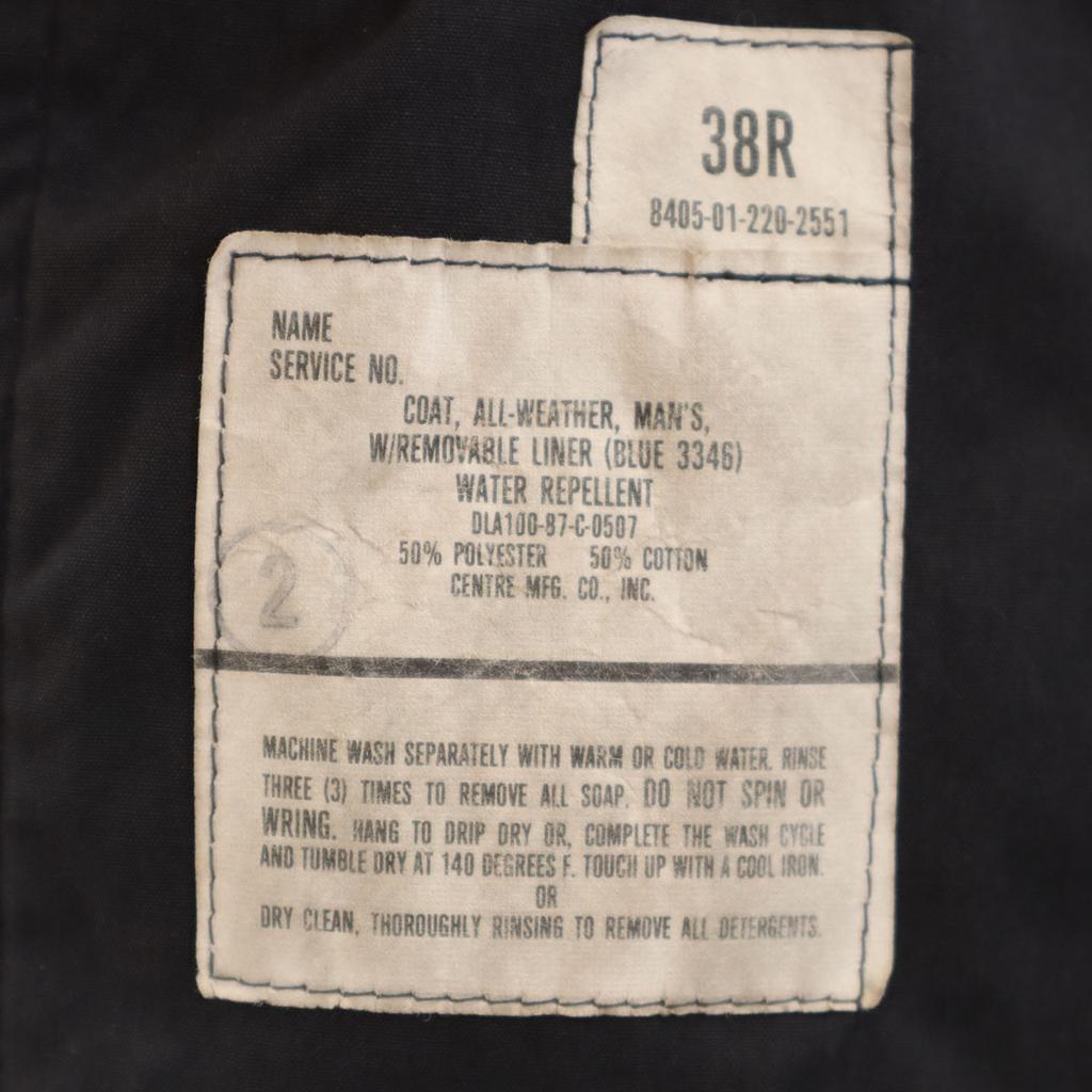 US ARMY 80s Vintage DLA All weather coat 38R Black series With liner Men's Used