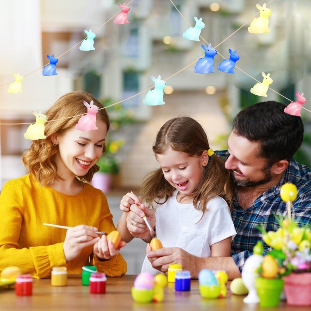 1.5m Easter Rabbit String Light 10 LED Lamp Easter Bunny Decorative Light Easter Decoration Happy