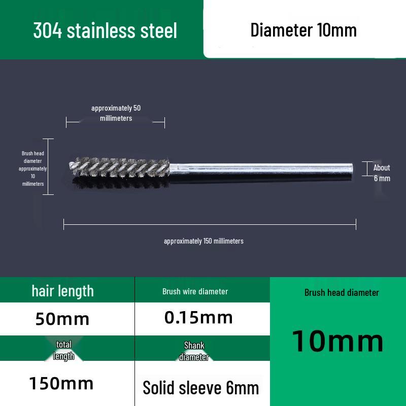 Industrial Rust Removal and Polishing Brush with Handle - Stainless Steel and Copper Wire for Inner Hole Sanding