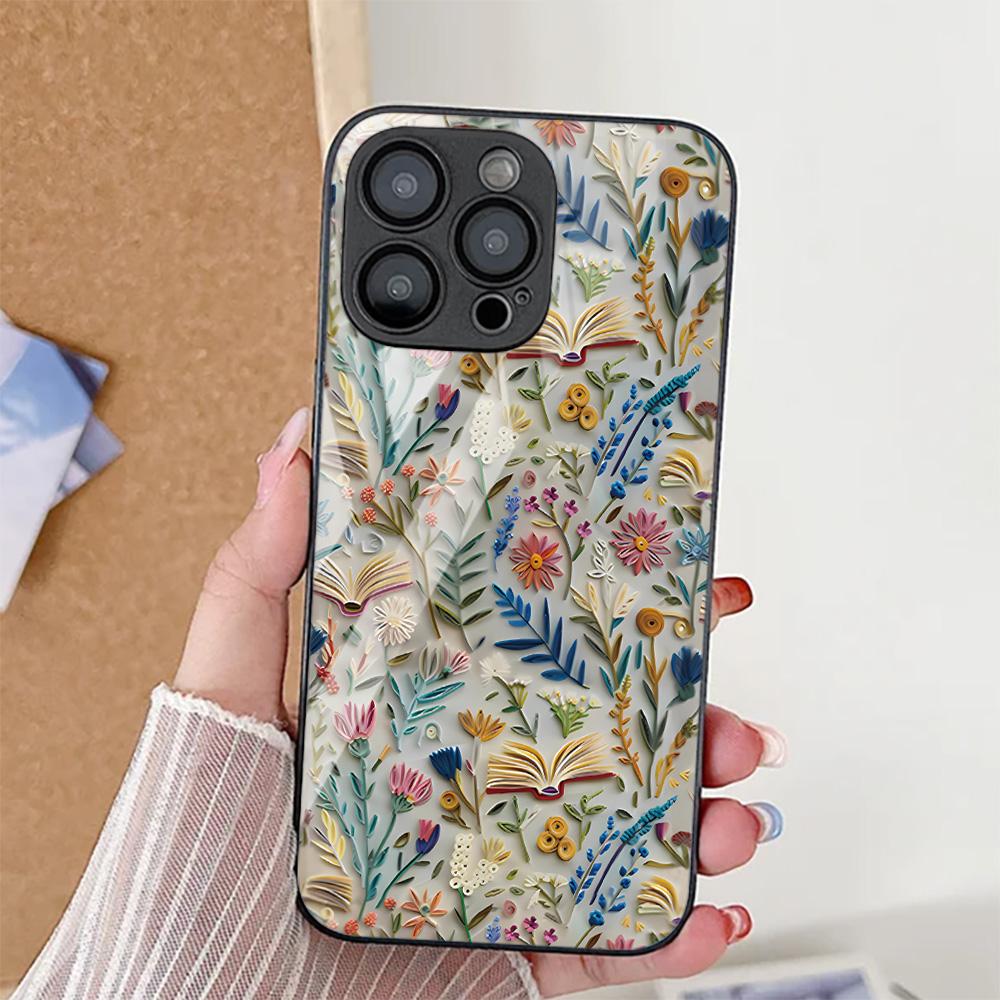 Flower Leaf Phone Case For iPhone 17 Pro Case iPhone 14 13 11 15 12 16 Pro Max 17 Air 16E SE 7 8 Plus XR Tempered Glass Cover