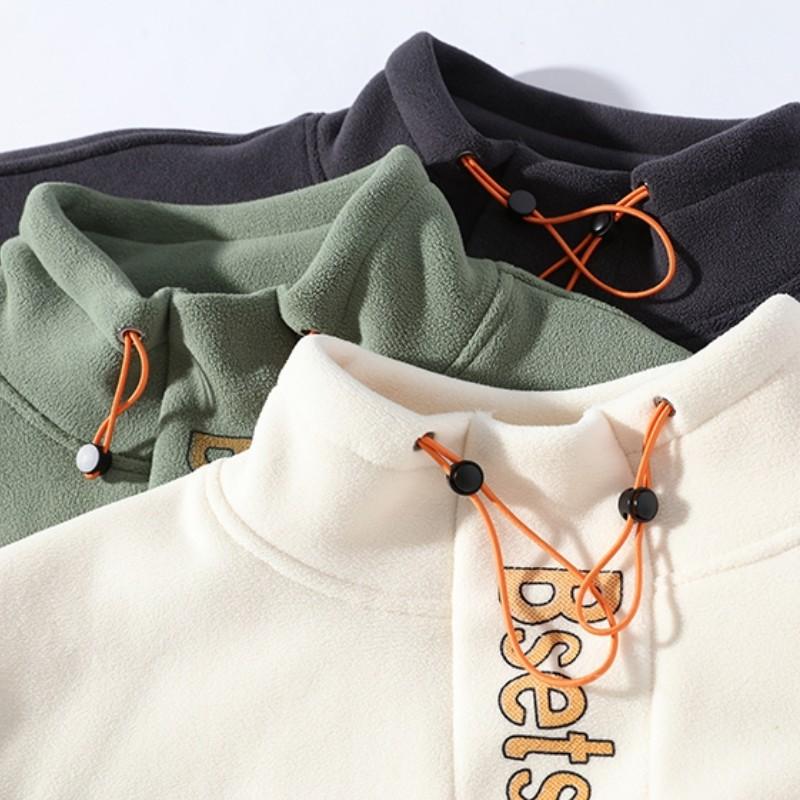 Pánská podzimní a zimní mikina z rakouského obilného rouna se zesílenou kapucí vyšívaná móda Street Poloviční rolák Oděv