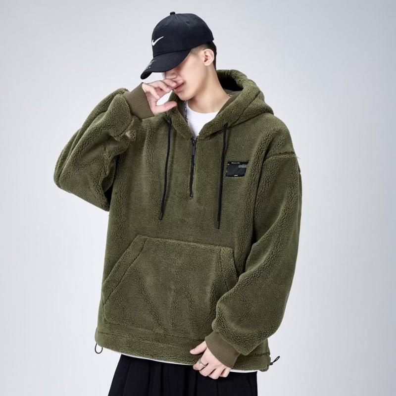 Men's Fleece Hooded Sweatshirt: Autumn/Winter Thickened Loose Fit Jacket