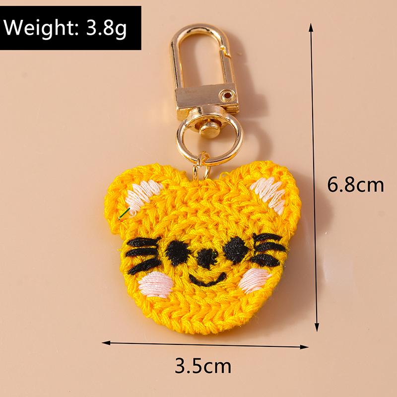 Cute Handmade Knitted Animal Keychain Crocheted Puppy Bear Keyrings for Women Girls Handbag Pendants DIY Kid's Jewelry Gifts