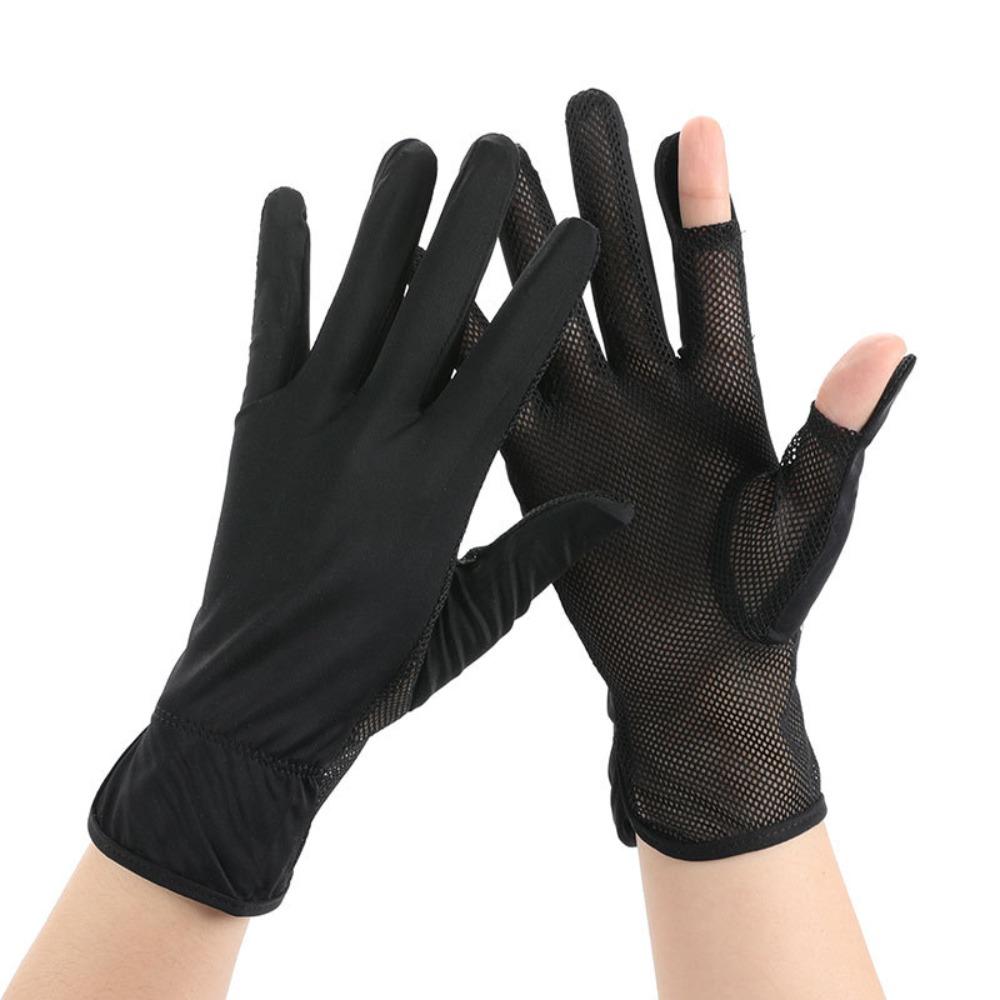 

Elastic UV Protection Gloves Non Slip Thin Breathable Gloves Cycling чёрный