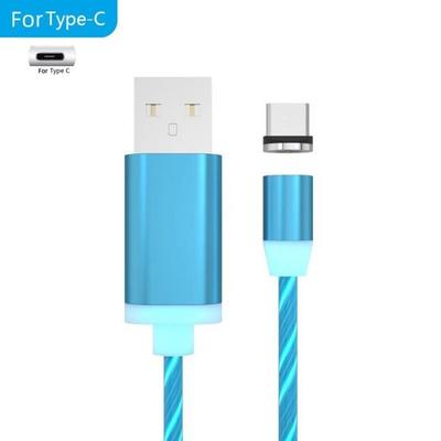 Magnetický nabíjecí kabel - YWEI - Modrý pro Type C - 1m - USB Micro a Type C - Rychlé nabíjení - 1 m
