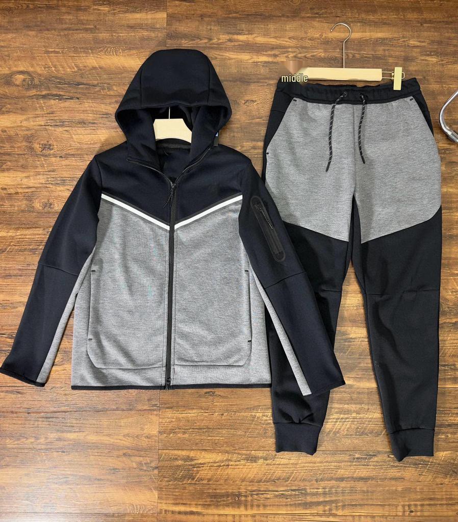 Tuta sportiva casual da uomo 2024 con cappuccio e zip laterale