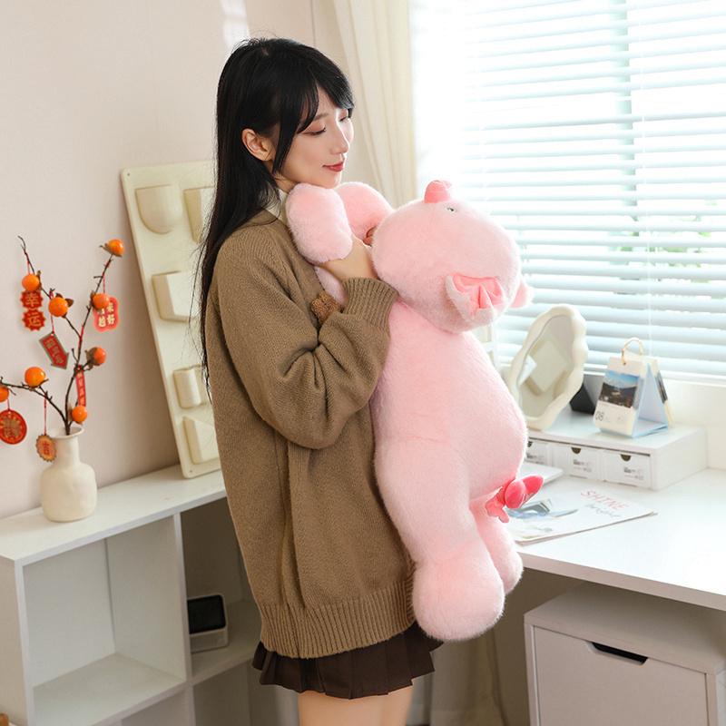 Pink Pig Soft Stuffed Plush Toys Lie Down Cute Pig Dolls Love Tail Cushion Stuffed Plushies Valentine's Day Gifts For Girls