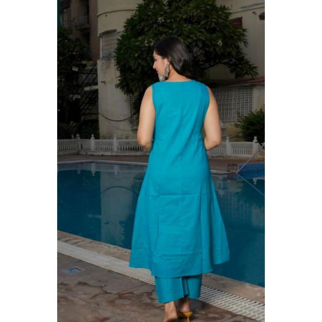 Women Embroidery Ethnic Kurta Palazzo Set Bollywood Party Wear Top Kurti Set