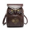 Medieval Retro Owl Design Women's Shoulder Crossbody Bag Vertical Square Small Bag Magnetic Closure Daily Outfit PU Shoulder Bag