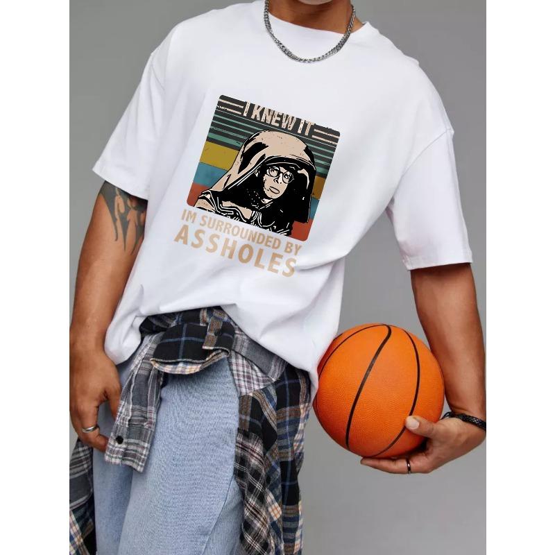 T-Shirt White I Knew It Im Surrounded By Assholes Vintage Graphic Print for Casual Wear