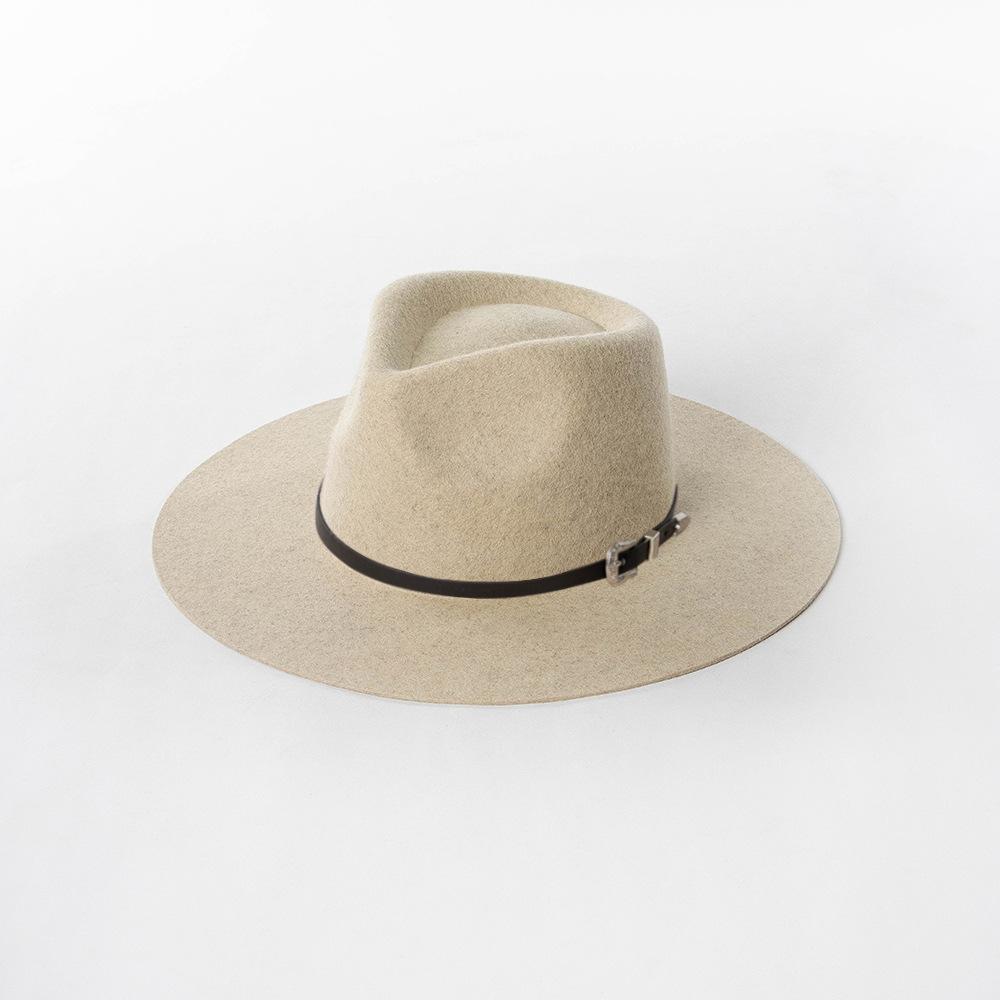 202601-HH2063F Ins  Classic Dropshipper Winter Earth Tone Color Wool Felt Belt  Fedoras Cap Men Women Leisure Panama Jazz Hat