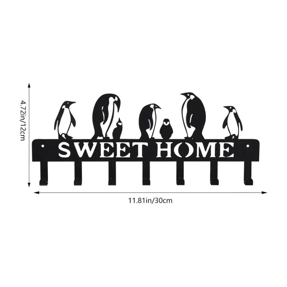 Black Metal Wall-Mounted Key Holder Hooks – Artistic Iron Coat Rack for Entryway, Kitchen, and Home Décor