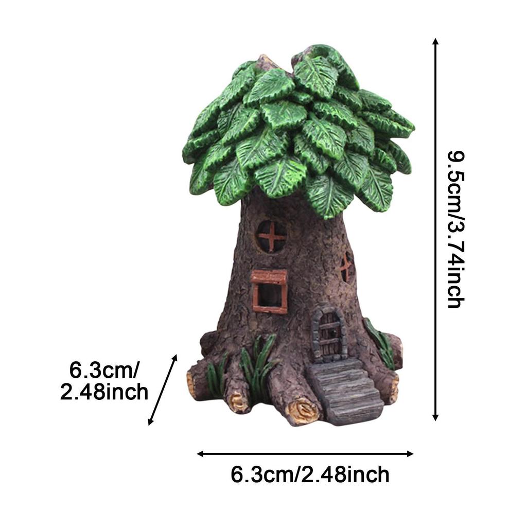 Creative Tree Fairy House Statue Resin Mini Aquarium Decoration for Fish Tank Ornaments and Nursery Aquariums