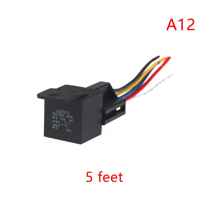 New 12V 24V 36V 48V 60V 72V 4Pin 5Pin 40A Automotive Relay With Interlocking Socket Heavy Duty For Truck Car Van Moto Boat Relay Relays 5