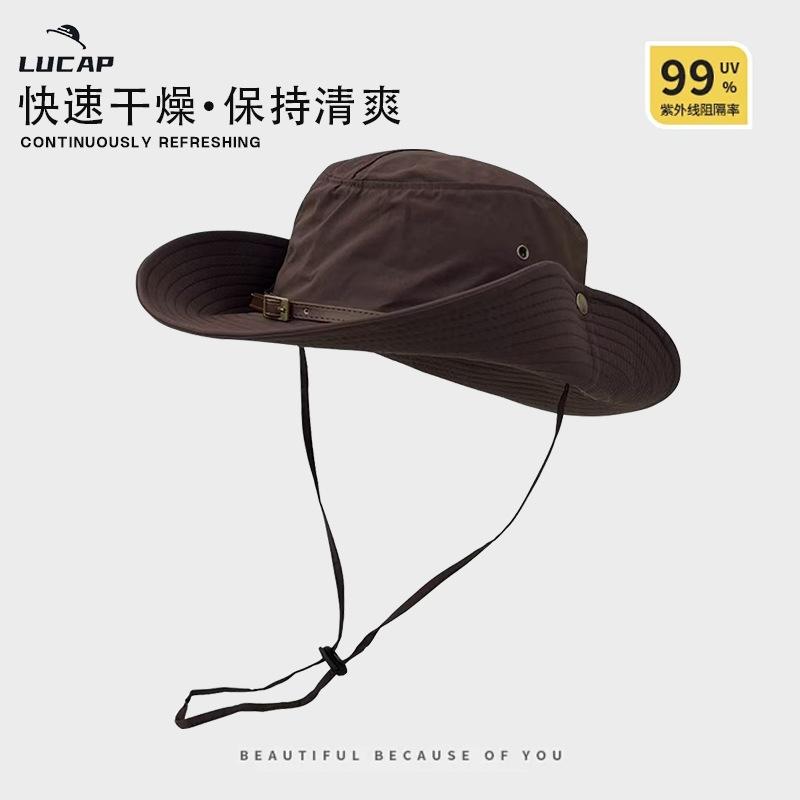 Summer big brim bucket hat shading sun protection waterproof outdoor mountaineering fishing sun protection sun hat men's mountaineering hat