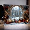 MOON.QG Christmas Home Decoration Photography Backdrop Portrait Baubles Candle Arch Window Background Decoration Photo Studio