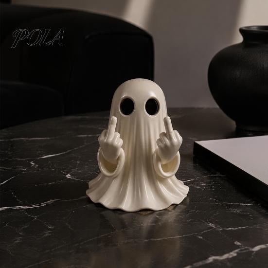 Spooky Cute Home Decor Halloween Ghost Figurine, Funny Middle Finger Statue, Table Decorations, Cartoon Modern Resin Holiday Desktop Ornament