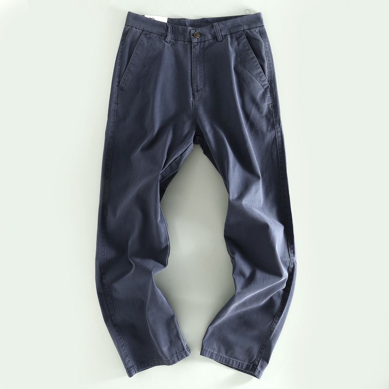 Men's Casual Pants from Foreign Trade Export Surplus, European Quality, Solid Color, Pure Cotton, Trendy Straight-Leg Long Pants for Men