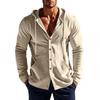 Men's Linen Hooded Shirt, Loose, Casual Breathable And Solid-color Shirt, Sports Beach Fishing Hooded Long-sleeved Shirt