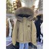 Women's Mid-Length Fur Collar Workwear Parka - Thickened White Duck Down Winter Coat