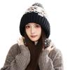 Korean Style Fashionable and Versatile Autumn and Winter Hat for Women with Velvet Rabbit Hair Ear Protection Warm Knit Hat Big Head Wool Hat