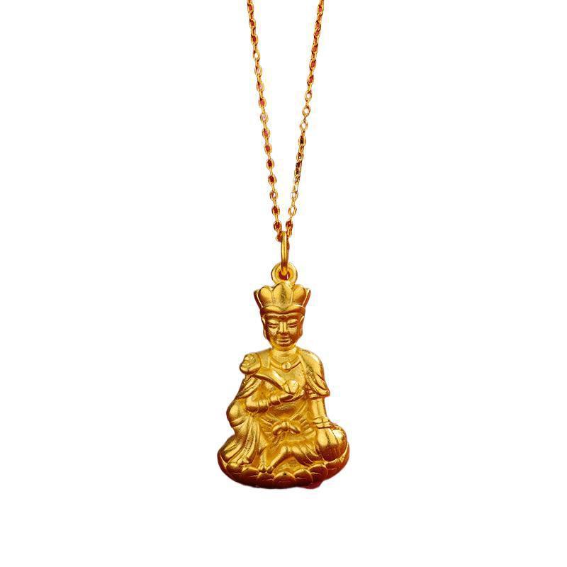 Guanyin Buddha Head Necklace Women 3D Hard Pendant Luxury Clavicle Chain