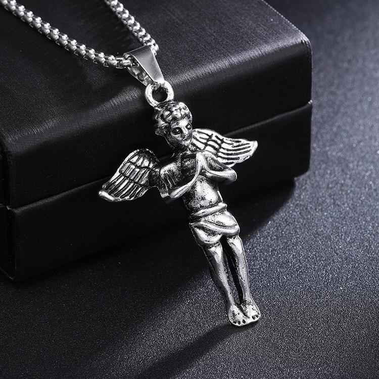 Michael Archangel Hip Hop Punk Titanium Steel Retro Necklace Pendant Necklace