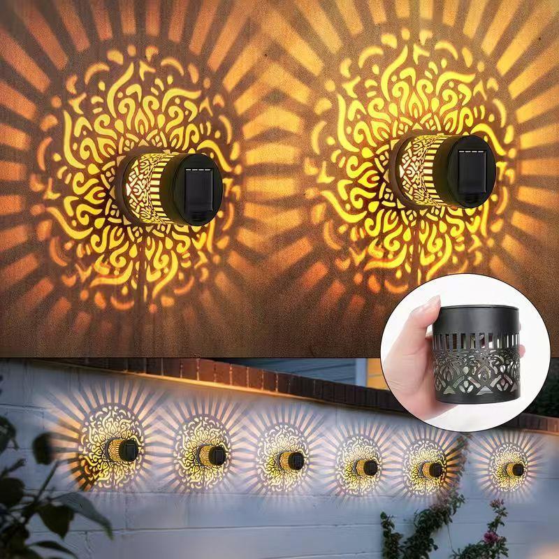 Outdoor Decorative Solar Mandala Lights 4 Pack IP65 Waterproof for Deck Step Wall Fence Garden Pathway Holiday Decoration
