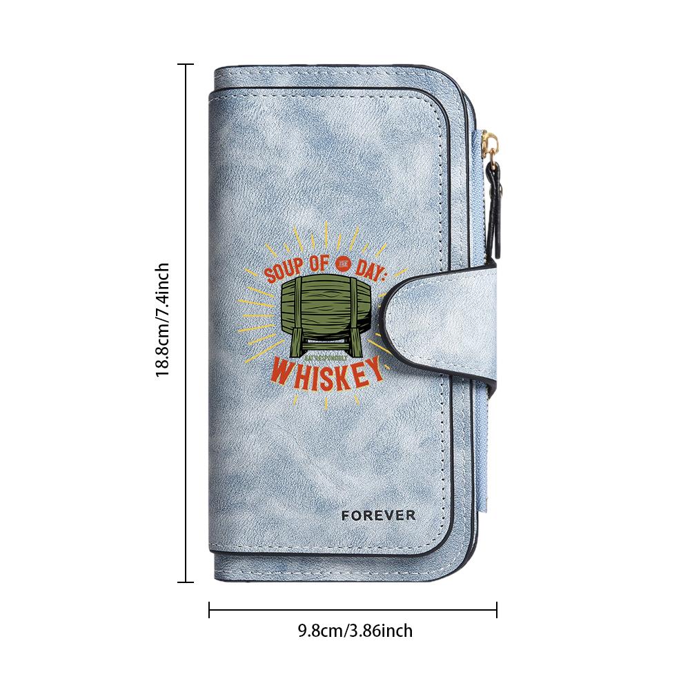 Soup of Day Whiskey Print Wallet Fashion Multi Slot Card Holder Purse