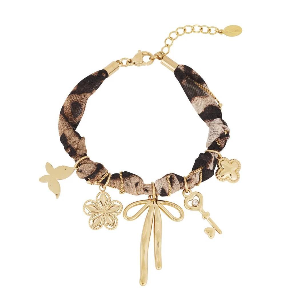 

Stainless Steel Necklace Bracelet Love Bow Key Pendant Colored Lucky Rope 18K Color Retention