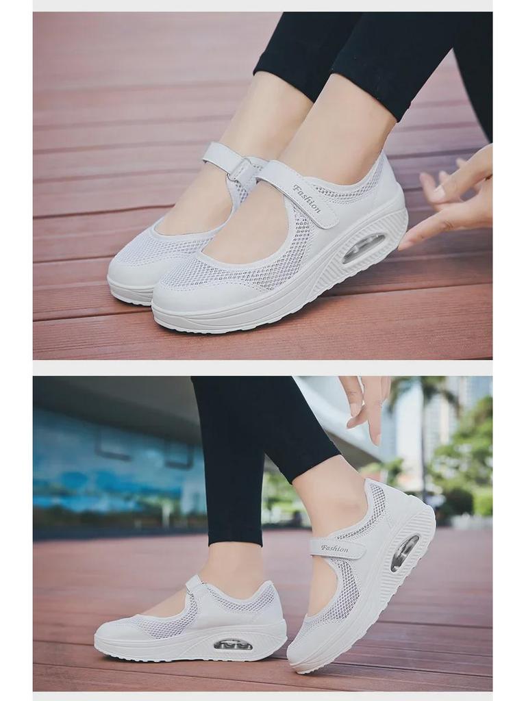 Γυναικεία 2023 Ελαφριά Παπούτσια Διχτυωτά Χαμηλά με Αερόσολα και Velcro - Μονόχρωμα, Σχέδιο με Ρηχό Άνοιγμα