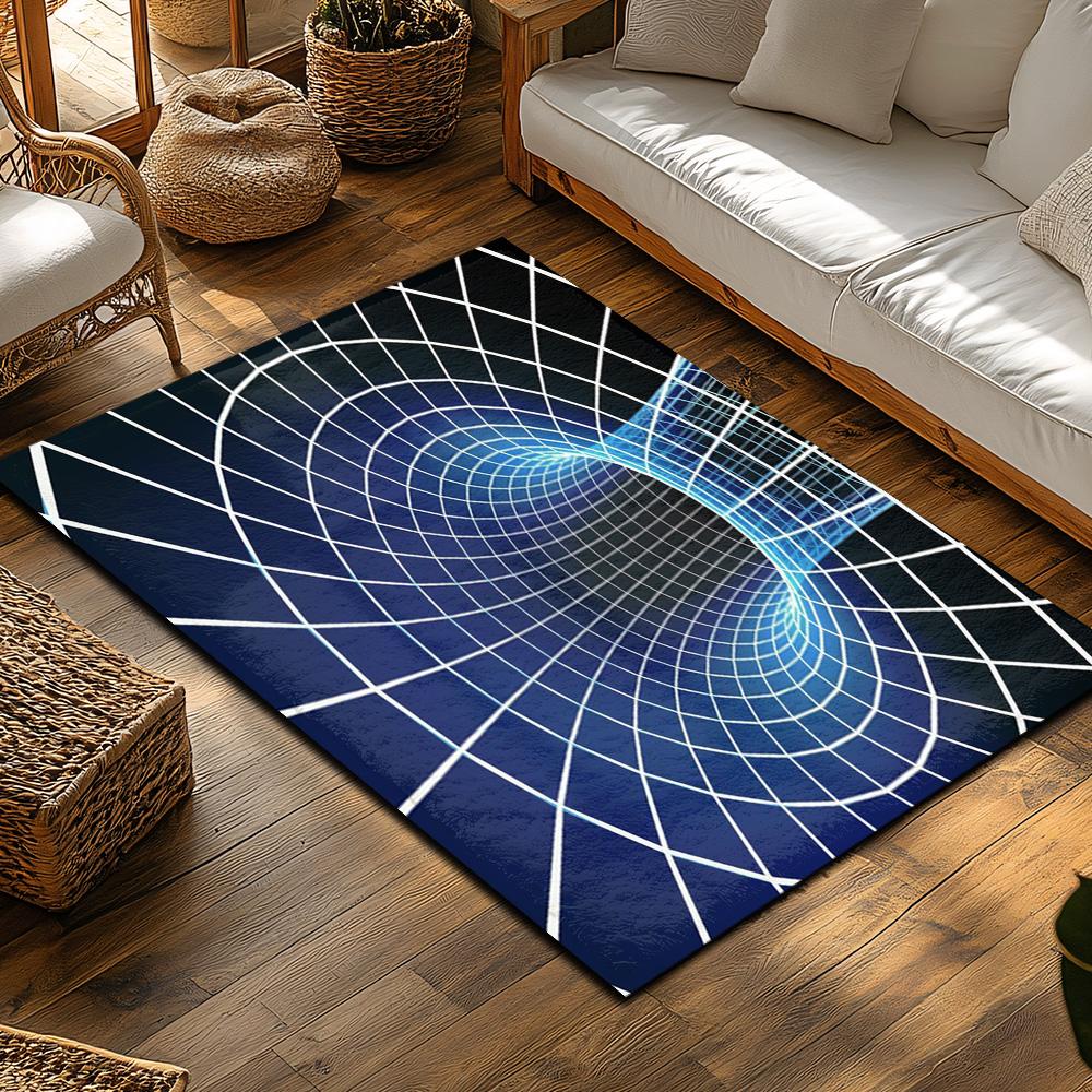 Tuniu 3D Space Warp Hole Floor Rug Mat Anti-Slip Room Living Room Carpet Pad