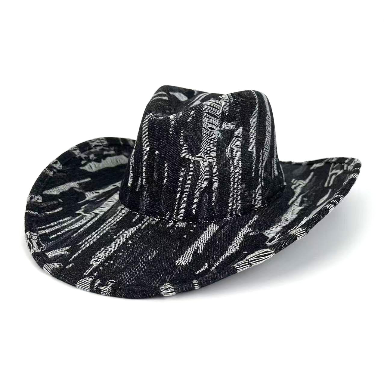 

Vintage Washed Western Cowboy Hat Men S And Women S Jazz Hat Sunshade Top Hat M（56-58cm） чорний