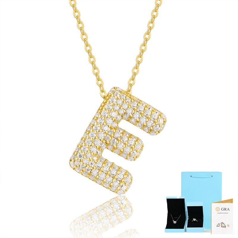 Letter Pendant Necklace 925 Silver Plated 18K Gold Collarbone Chain Fashionable Versatile Moissanite Chain