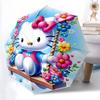 1pc Hello Kitty Floral Swing Design Automatic Opening/Closing Umbrella - Portable Folding Design with 8-Rib Iron Frame, Perfect for Outdoor Use, Festi