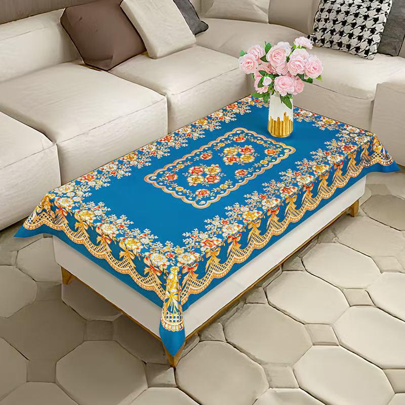 Waterproof Oil-Proof Red Yarn Tablecloth for Dining or Coffee Table (90x150 Cm) - New Year Design