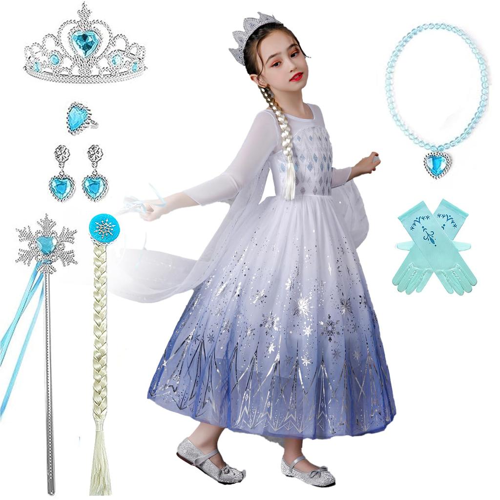 Agture Frozen Elsa Dress for Kids, Princess Costume for Girls, Perfect for Halloween, Birthdays, Parties, Shichi-Go-San, and Christmas Surprises.