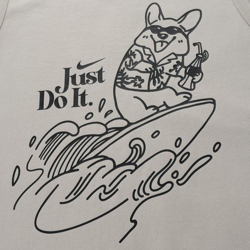 Nike Cartoon Print Crew Neck Sleeveless Sport T-Shirt Men Tops Grey FV1280-104