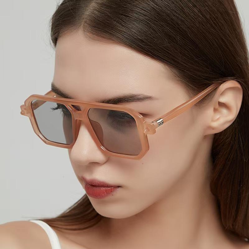 Ladies Double Beam Glasses Frame Retro Anti Blue Light Eyeglasses Fashionable Flat Light Eyewear