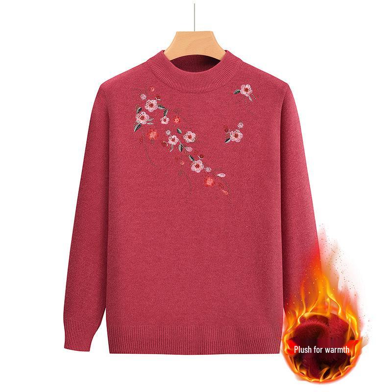 

Grandma s Cozy Fleece Sweater - Warm, Thick, and Comfortable Top for Middle-Aged & Elderly Women, Perfect for Autumn & Winter. XL (85-105 kg)