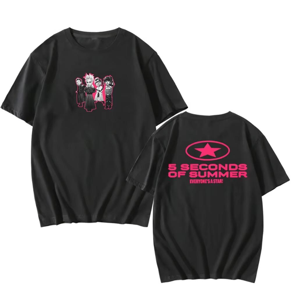5 SECONDS OF SUMMER Band Tees Everyone's A Star Album T-shirt Short Sleeve Casual Clothing Hip Hop Streetwear Oversized Tshirt