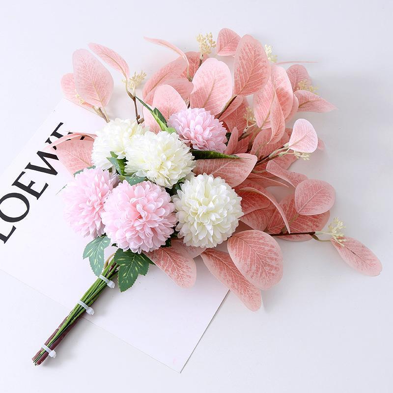Classic Style Blue and White Bouquet Artificial Peony Embroidery Ball DIY Home Wedding Party Decoration Heavy-Duty Simulation Flower