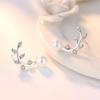 New Simple Fashion 925 Sterling Silver Zirconia Flower Pearl Branch Tree Leaves Stud Earrings For Women S-E261