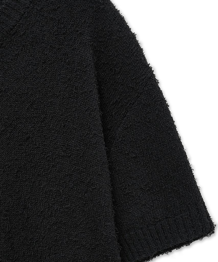 NOIRER Boucle V-Neck Half Knit (Black)