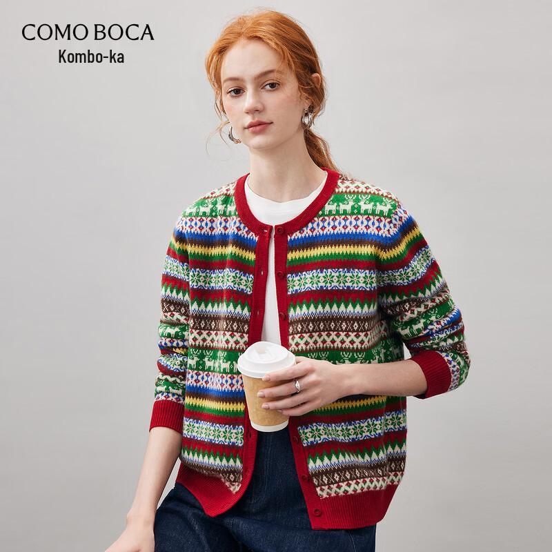 Kemeng Boka Women's 100% Cashmere Fair Isle Cardigan