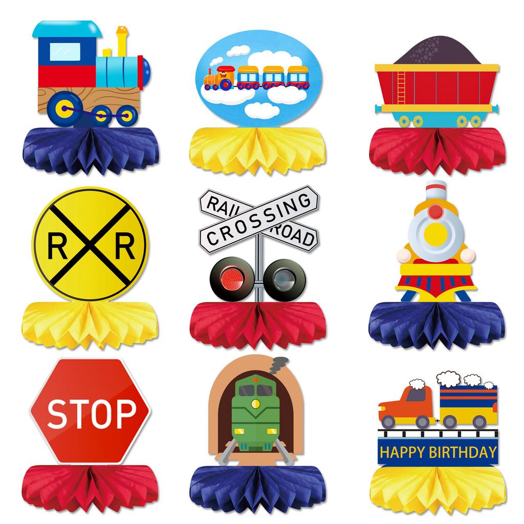 Kids Birthday Train Theme Honeycomb Ball Prop For Party Venue Table Decoration