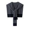 Korean Style Cashmere Knit Shawl with Black and White Stripes - Simple Holiday Shawl Scarf