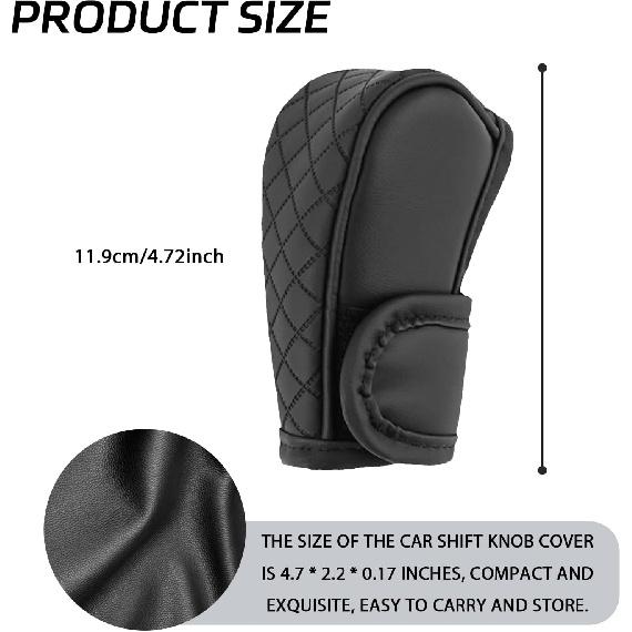 Car Shift Handle Transmission Knob Cover Accessories, Eco-Leather Car Shift Cover, Center Console Magic Tape Gear Lever Protector Universal for Most